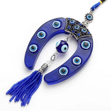 Load image into Gallery viewer, Evil Eye Horseshoe Wall Hanging Charm