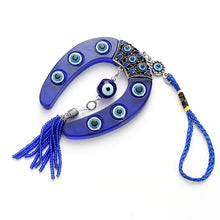 Load image into Gallery viewer, Evil Eye Horseshoe Wall Hanging Charm
