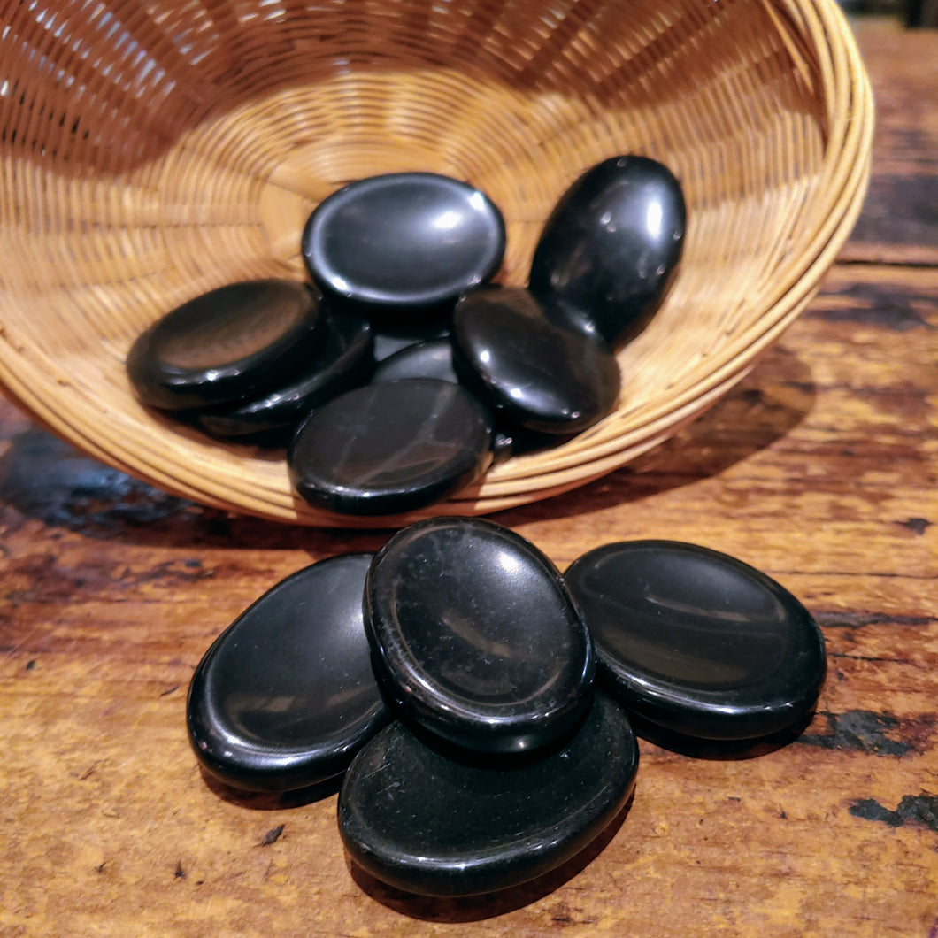 Black Agate Worry Stone