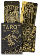 Load image into Gallery viewer, Tarot Gold &amp; Black Rider Waite Deck

