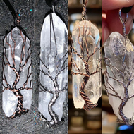 Clear Quartz Wire Wrapped Tree Necklaces